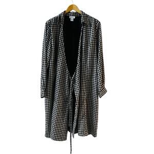 Avenue Houndstooth Tie Front Long Sleeve Kimono Size 20